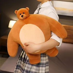 Divertido oso de peluche con cabeza pequeña y cuerpo grande, suave almohada de animal