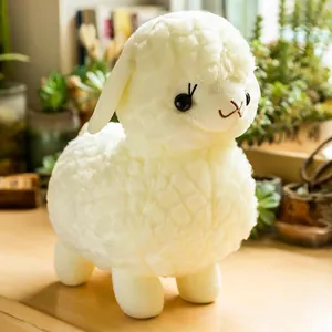 Simpatico Peluche di Alpaca Pecora Bianca Animale di Peluche Morbida Bambola di Peluche a Pelo Lungo Cuscino Creativo Compagno Regalo di Compleanno per Bambini Donne
