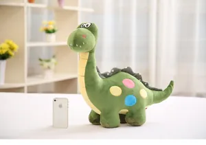 Morbido dinosauro di peluche verde con macchie colorate, regalo perfetto per bambini