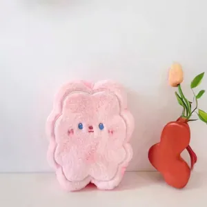 Cute pink biscuit-shaped bunny plush toy with soft fur, ideal sleeping pillow for kids gift