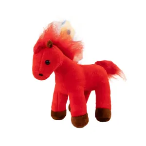 Vibrant red plush horse toy with a soft mane and brown hooves, perfect for kids' gifts