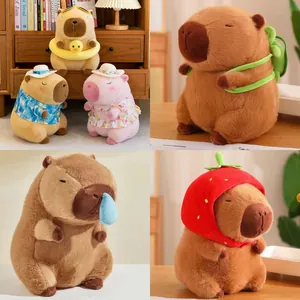 Cute Capybara Plush Toy Soft Capibara Stuffed Animal Healing Animal Doll With Creative Headgear For Home Decor Kids Birthday Gift