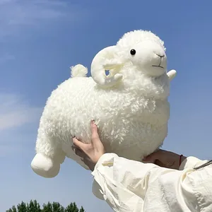 Süßes Weißes Schaf Plüschtier Realistisches Ziege Stofftier Lamm Puppe Weiches Beruhigendes Kissen Weihnachts Geburtstag Geschenk Kinder