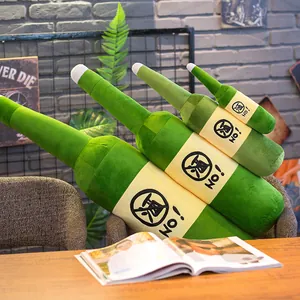 Gran juego de cojines de peluche con forma de botella de cerveza para dormir y hogar