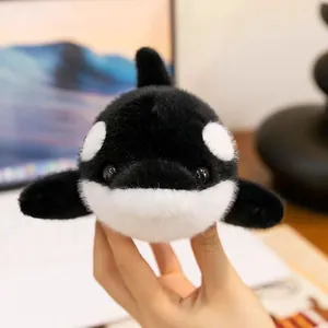 Cute 8-inch orca plush toy with soft black and white fur for kids.