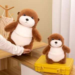 Set of two adorable brown and white sea otter plush toys for kids birthday gift