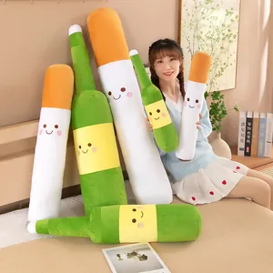 Creative plush pillows shaped like cigarettes and wine bottles for boyfriend gifts