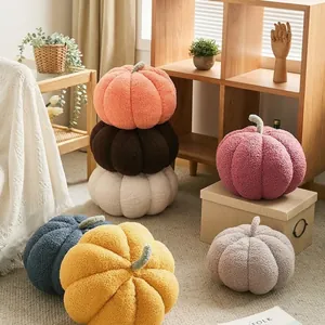 Creative Pumpkin Shaped Plush Pillow Soft Sherpa Throw Cushion Nordic Style Decorative Stuffed Toy For Sofa Home Decor
