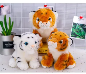 Realistic tiger plush toys including white and orange Siberian tiger dolls for kids.