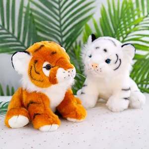 Two realistic tiger plush toys in orange and white for children and gift decor
