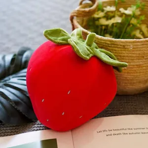 Strawberry Plush Throw Pillow Simulation Fruit Stuffed Toy Soft Cushion For Home Bedroom Decor Kids Girly Birthday Gift