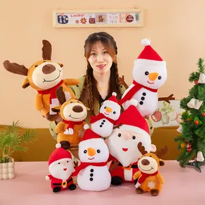 Festliches Weihnachts-Plüschtier-Set mit süßen Weihnachtsmann-, Schneemann- und Rentierpuppen