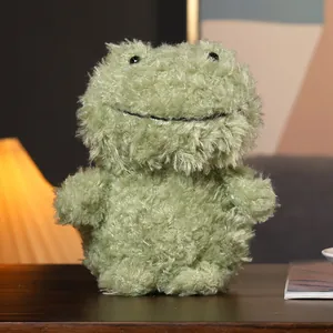 Peluche grenouille verte frisée doudou animal pour cadeau apaisant enfant