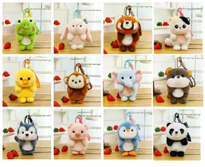 Collection of 12 cute scented animal plush keychains for desk decor and accessories.