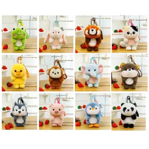 Cute Cartoon Plush Animal Pendant Keychain Soft Stuffed Toy For Bags Backpacks Desk Decor Healing Style Animal Hanging Ornament