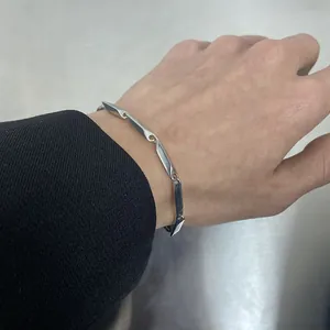Minimalist silver titanium steel bamboo joint bracelet for men and women, stylish accessory