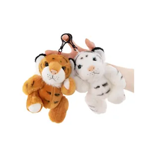 Simpatici portachiavi in peluche tigre arancione e bianco con arti snodabili Zoo