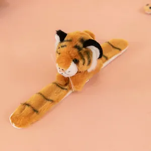 Realistic plush tiger slap bracelet toy animal themed accessory for kids zoo souvenirs