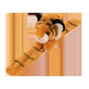 Soft yellow tiger plush slap bracelet for kids, zoo souvenir hand puppet toy gift