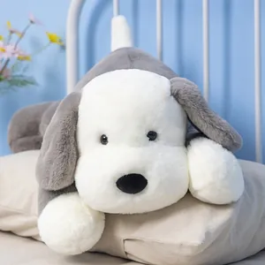 Adorable soft lying dog plush pillow stuffed animal toy for girls bedroom gift
