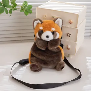 Adorable red panda plush crossbody bag with adjustable strap for kids and animal lovers
