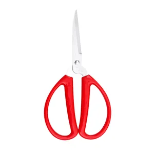 High-quality multipurpose stainless steel scissors with ergonomic red handles for kitchen and office