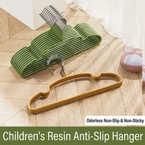 Children Hangers Non-Slip Seamless Resin Stainless Steel Clothes Hangers For Kids Adults Toddlers Home Wardrobe Drying Rack