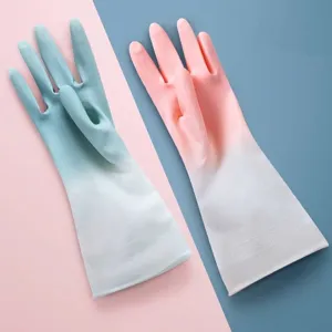 31cm Waterdichte Translucente Rubberen Schoonmaakhandschoenen Voor Keuken Afwassen Wasserij Duurzame Antislip Huishoudelijke Handschoenen Voor Dames