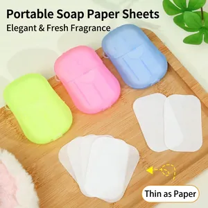 Hojas de papel de jabón desechables portátiles para viajes con mini cajas de colores