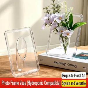 Vase cadre photo créatif en acrylique transparent pour compositions florales de bureau