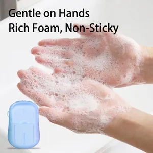 Hojas de jabón desechables portátiles para viajes con espuma rica para lavado suave