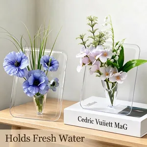 Vase cadre photo transparent moderne pour arrangements floraux créatifs de table