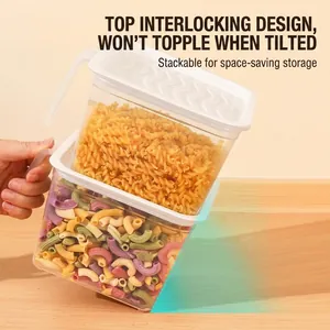 Stackable food-grade plastic storage containers for organized refrigerator and pantry