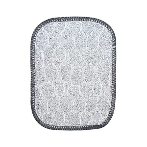 Silver wire dishcloth with reinforced edges for effective kitchen cleaning and scrubbing.