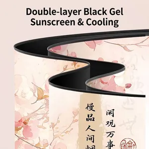 Double-layer black glue sun umbrella with elegant floral pattern and UV protection