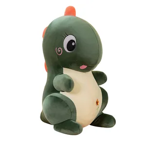 Lindo peluche de dinosaurio verde para niños, suave almohada decorativa, regalo de cumpleaños