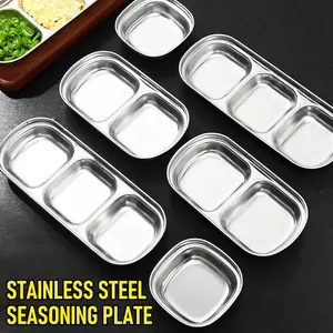 Versatile stainless steel condiment dish set with single and multiple compartment options