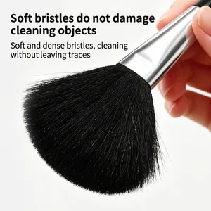 Soft black bristle cleaning brush for laptop and keyboard dust removal macro view