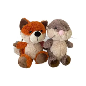 Cute orange fox and grey otter forest animal plush toys for gifts