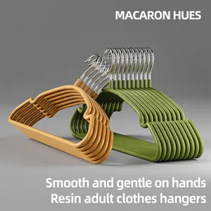 Modern Non-Slip Seamless Clothes Hangers Resin Coated Stainless Steel Heavy Duty Drying Rack Hangers For Closet Dormitory Home