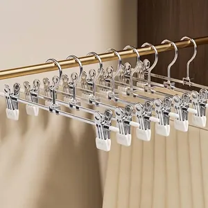 Duurzame Roestvrijstalen Broekhangers Clips Verstelbare Antislip Niet-markerende Hangers Voor Kledingkast Rokken Broeken Organisatie