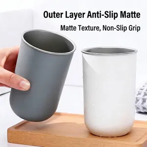 Gobelet de rinçage minimaliste en acier inoxydable 304 avec finition mate antidérapante maison