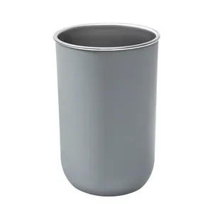 Gobelet à brossage de dents minimaliste en acier inoxydable 304 gris mat avec fond rond