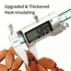 Thickened bamboo heat resistant mat measured with a digital caliper for kitchen use
