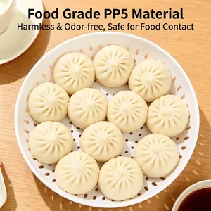 Round white food-grade PP5 perforated plastic steaming and draining plate for kitchen