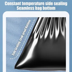 Thickened black drawstring garbage bag for kitchen use with leak-proof seamless bottom