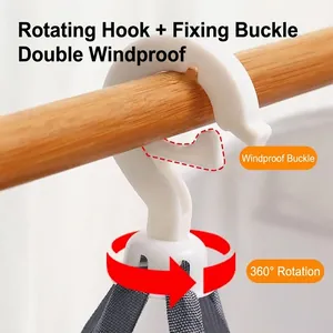 Windproof 360 rotating hook for household makeup blender drying basket on wood rod