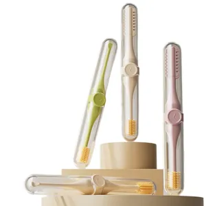 Dual-head ear and nose cleaning set with silicone brush and portable storage tubes