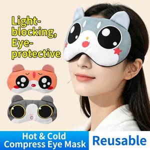 Máscara de Ojos de Dibujos Animados Con Paquete de Hielo de Gel Compresa Fría Caliente Opaco Poliéster Suave Para Viaje