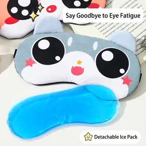 Antifaz para dormir de gato con paquete de gel frío extraíble para alivio ocular